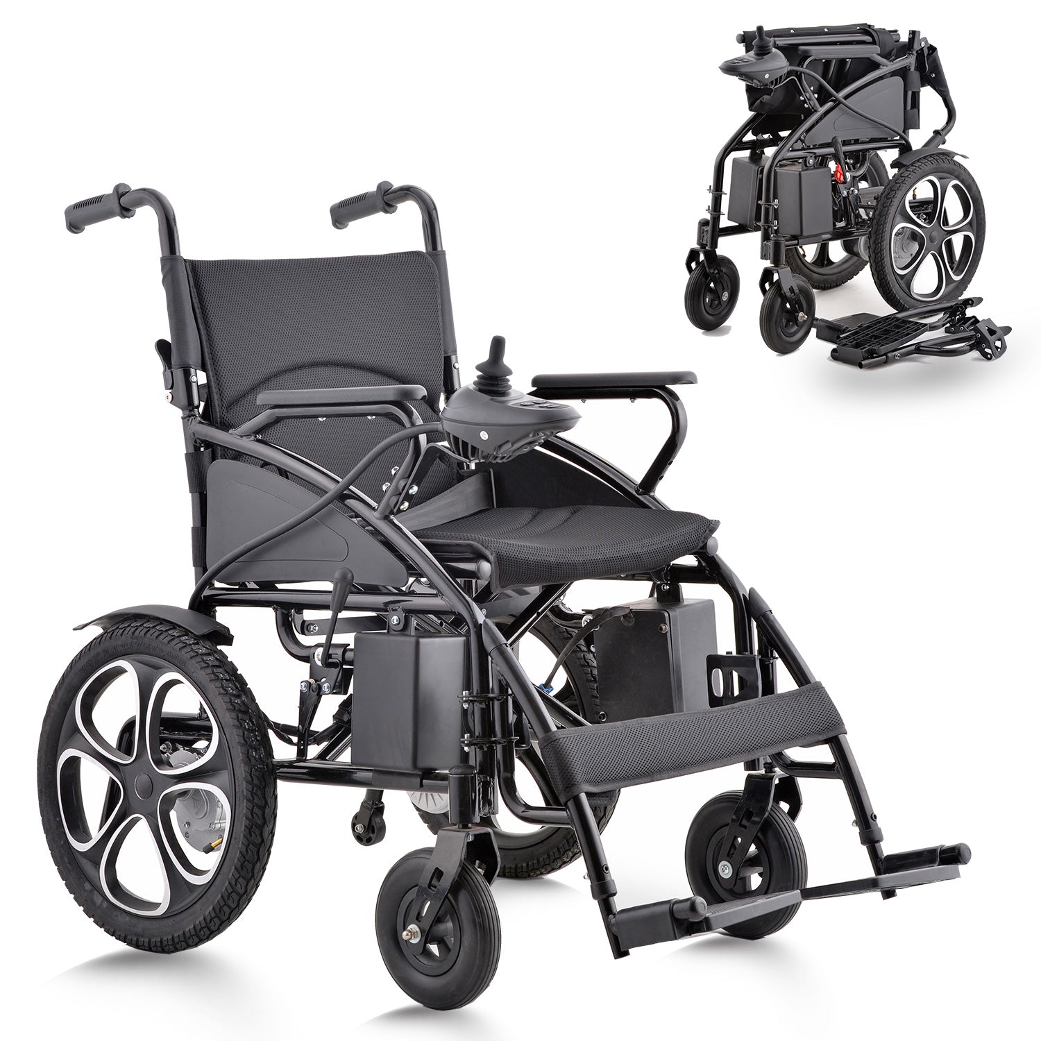 Klano KL10 - All Terrain Powerful Motorized Wheelchair: Heavy-Duty, Foldable & Portable Electric Wheelchair for Seniors | Easy Travel & Joystick
