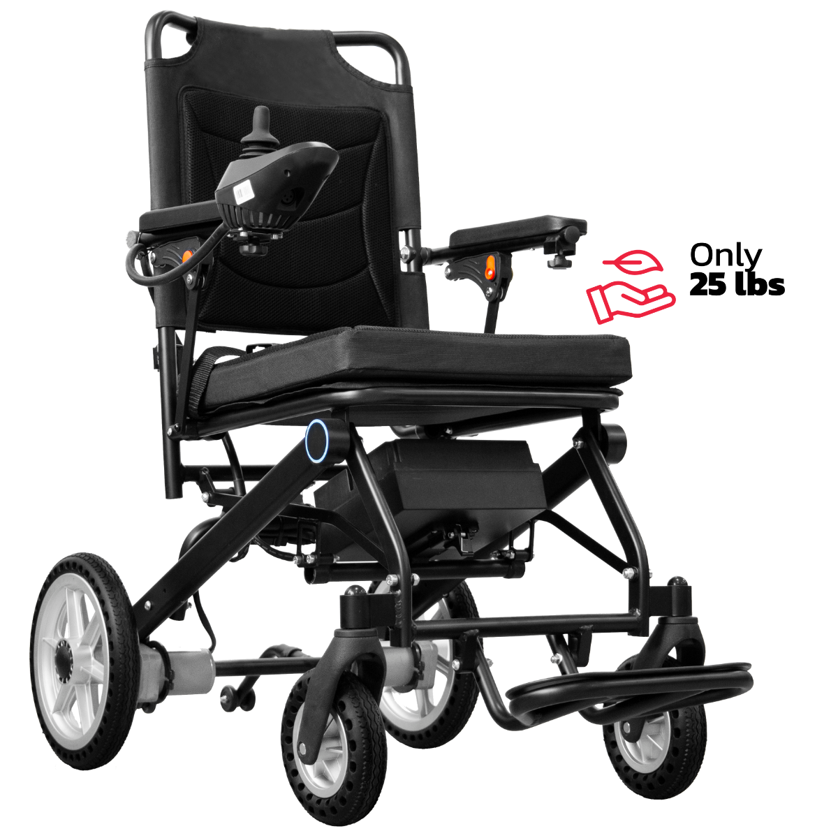 Klano KL50 - (Only 25LBS) Lightest Folding Electric Wheelchair: Foldable & Portable Power Wheelchair for Seniors | Easy Travel, Joystick