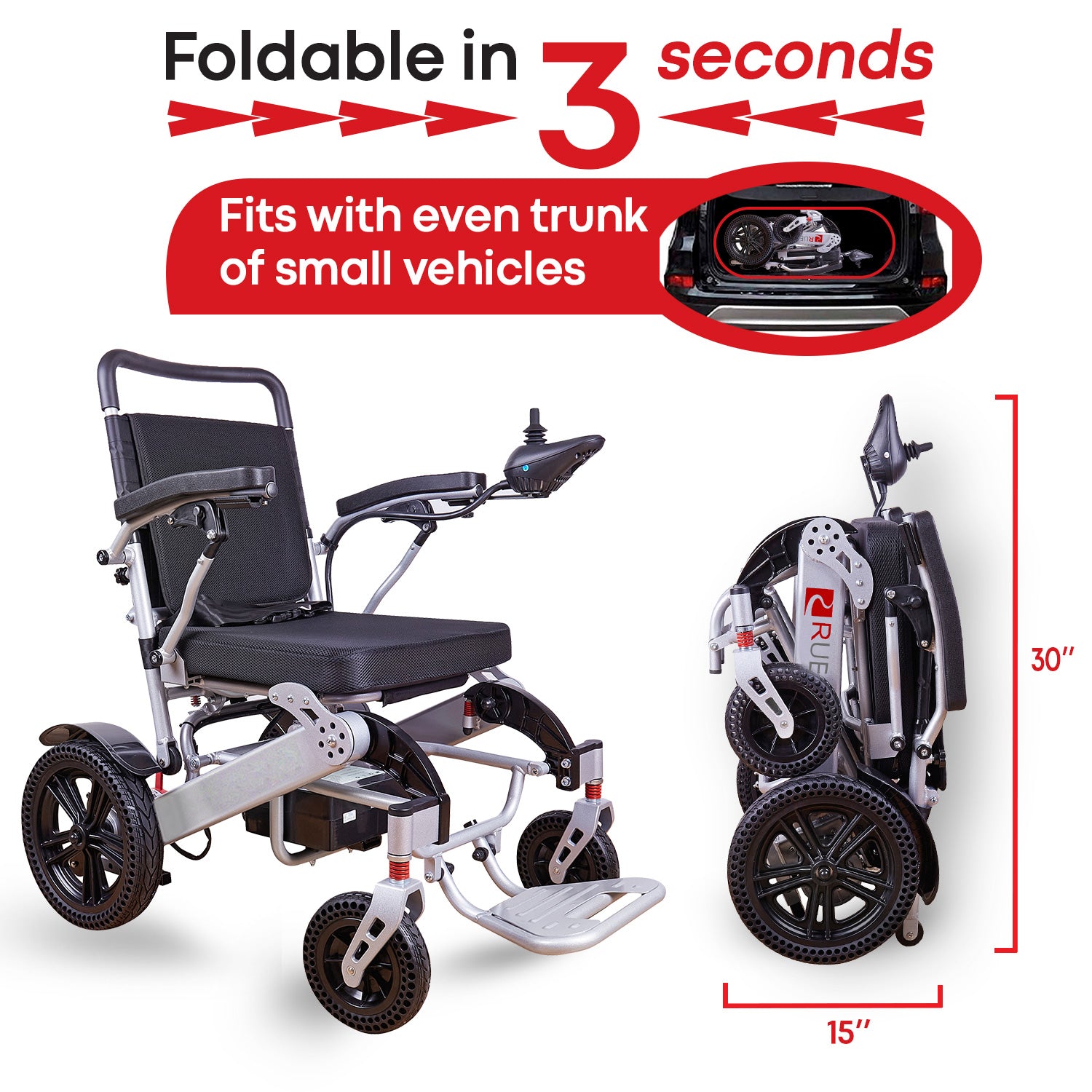 Klano KL80 - Extra Durable All-Terrain Electric Wheelchair: Heavy-Duty, Foldable & Lightweight Power Wheelchair for Seniors | Bluetooth, Joystick