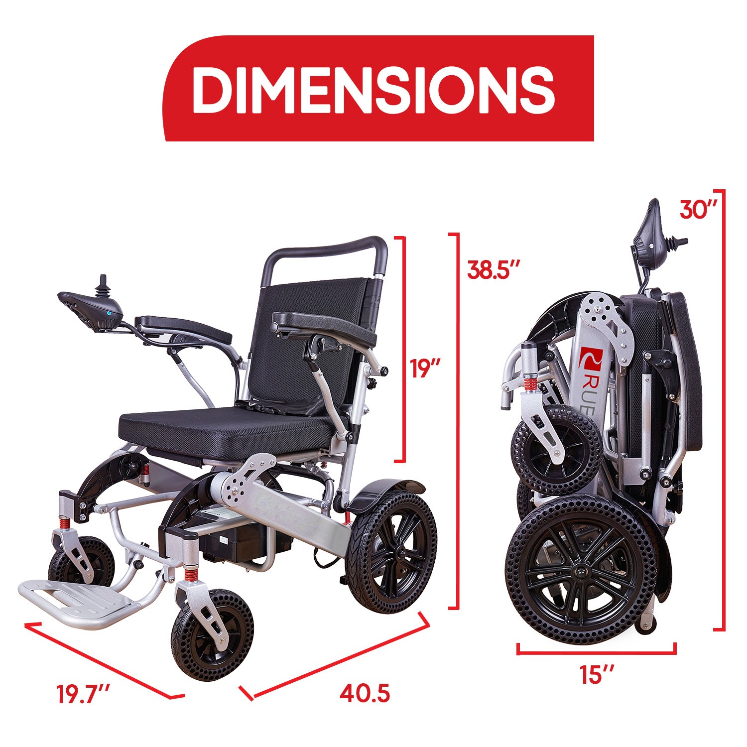 Klano KL80 - Extra Durable All-Terrain Electric Wheelchair: Heavy-Duty, Foldable & Lightweight Power Wheelchair for Seniors | Bluetooth, Joystick