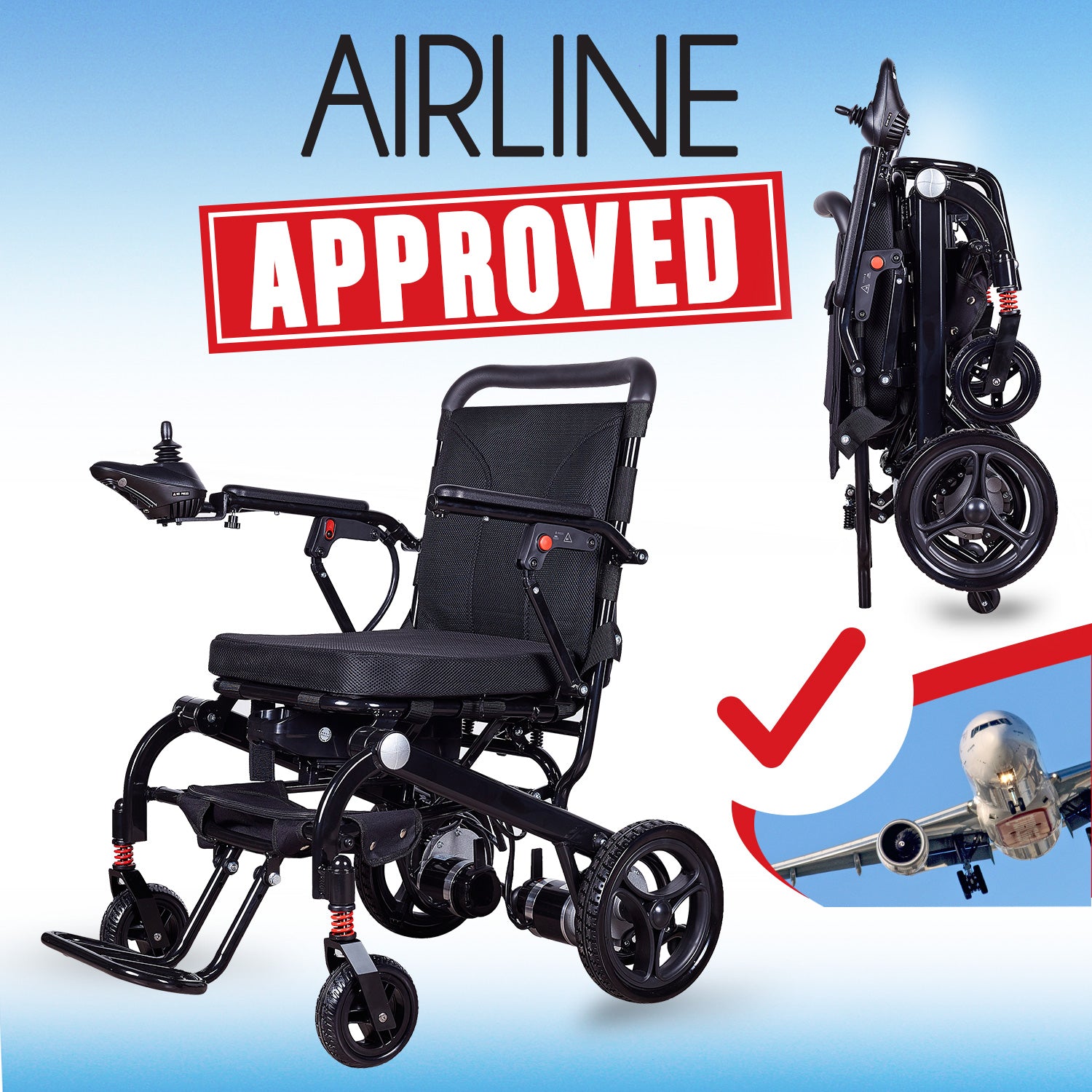 Klano KL60 - Super Lightweight Folding Electric Wheelchair: Compact, Portable Power Wheelchair for Seniors | Joystick, Easy Travel & Transport