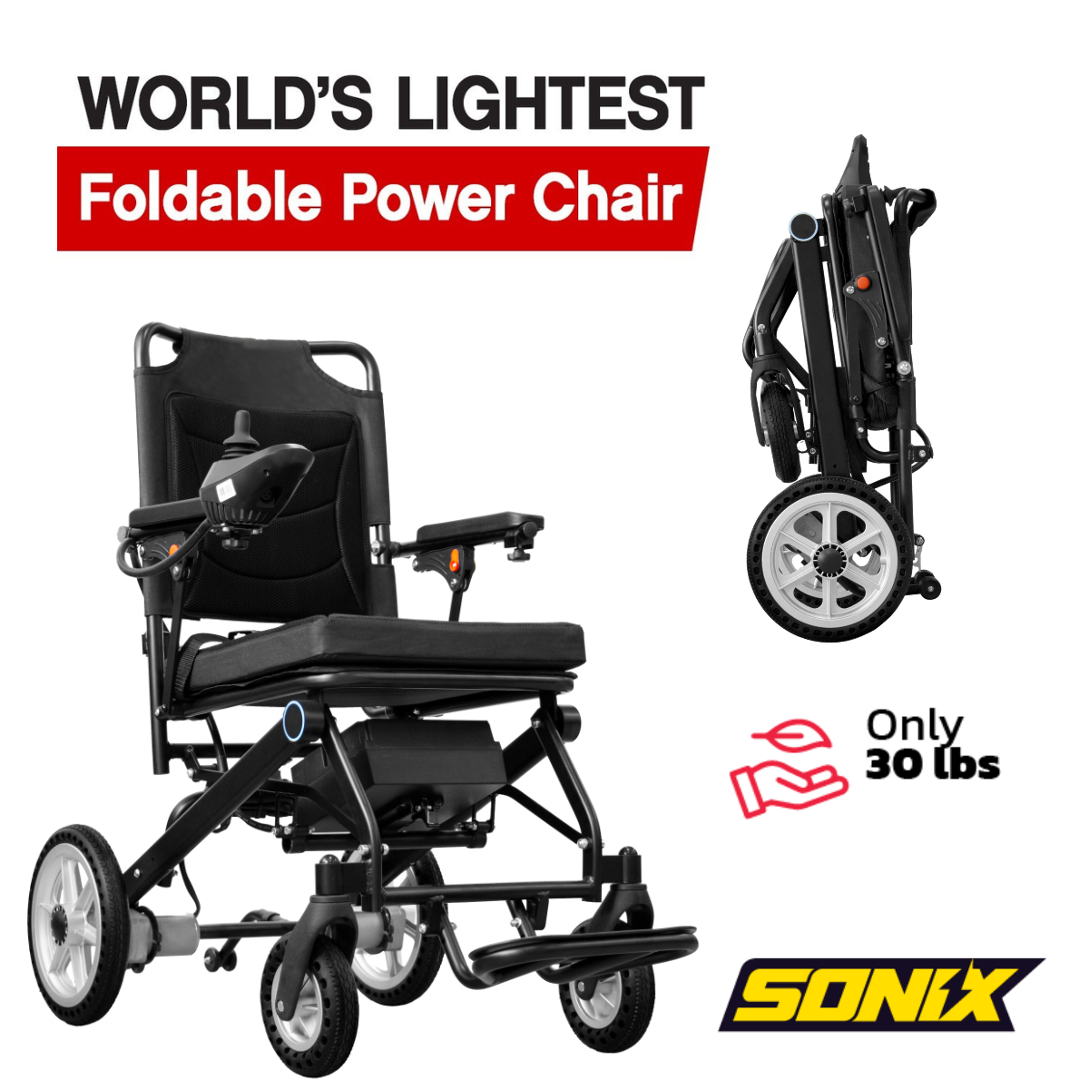 Klano KL50 - (Only 30LBS) Lightest Folding Electric Wheelchair: Foldable & Portable Power Wheelchair for Seniors | Easy Travel, Joystick