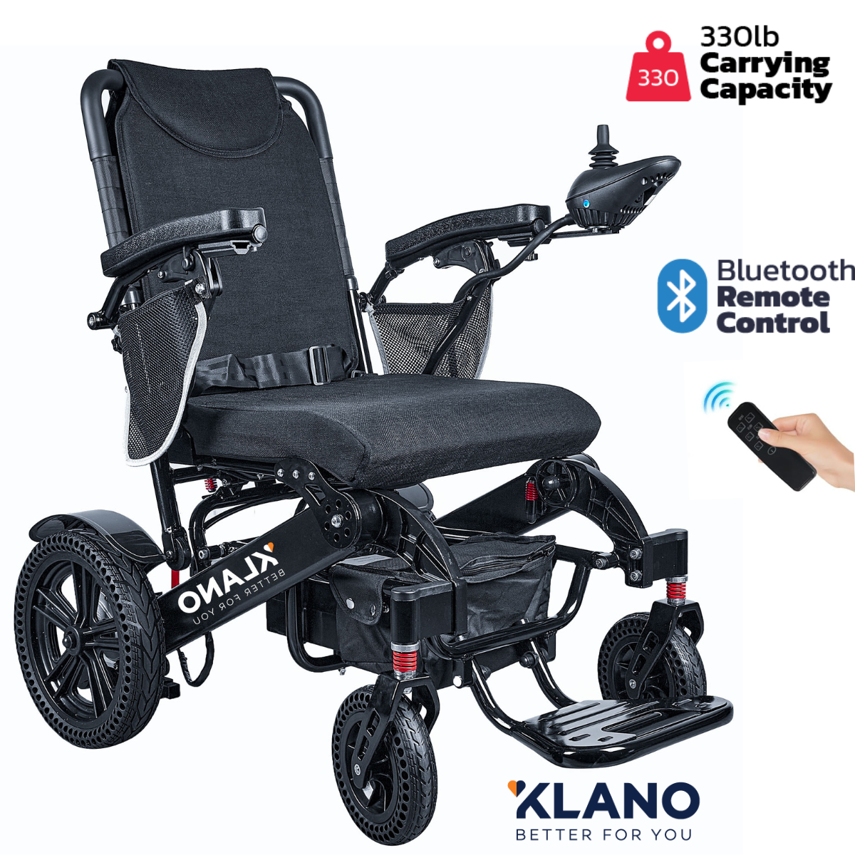 Klano KL80 - Extra Durable All-Terrain Electric Wheelchair: Heavy-Duty, Foldable & Lightweight Power Wheelchair for Seniors | Bluetooth, Joystick