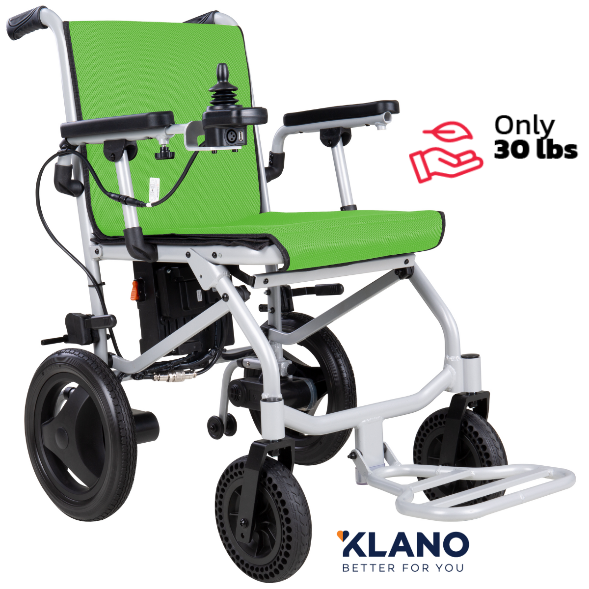 Klano KL40 - World's Lightest Electric Wheelchair: Ultra Lightweight Foldable Power Wheelchair for Seniors with Joystick & Dual Brushless Motors