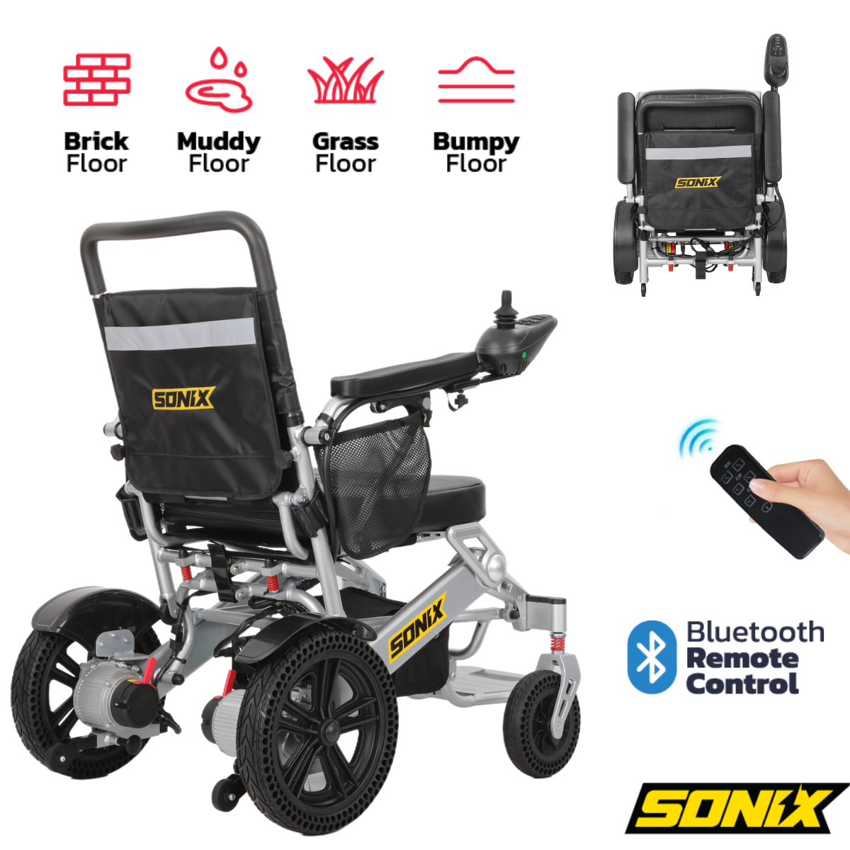 Sonix S80 - Deluxe Electric Wheelchair for Seniors: All-Terrain, Heavy-Duty & Foldable Power Wheelchair | Dual Motor, 30-Mile Range, Joystick