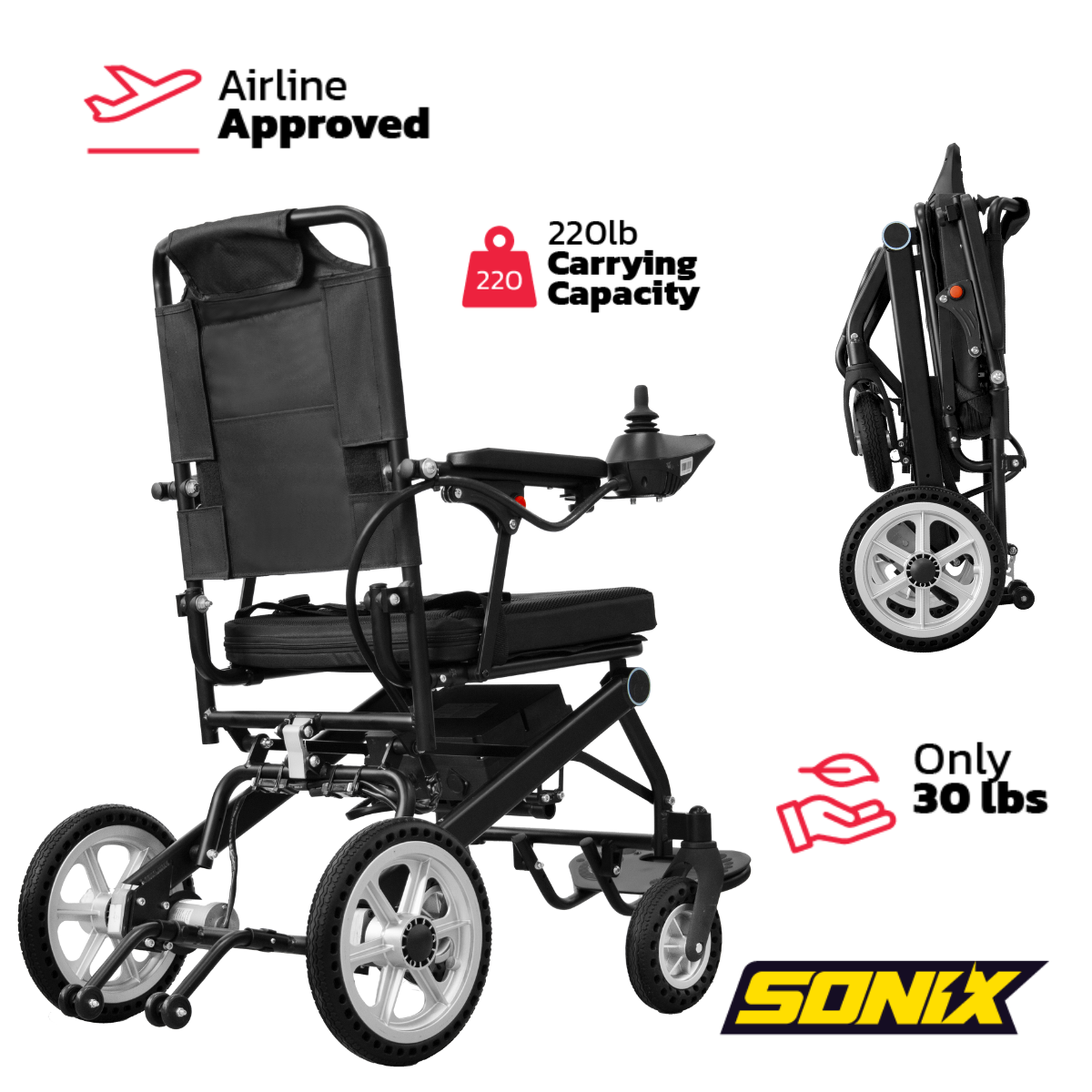 Klano KL50 - (Only 30LBS) Lightest Folding Electric Wheelchair: Foldable & Portable Power Wheelchair for Seniors | Easy Travel, Joystick